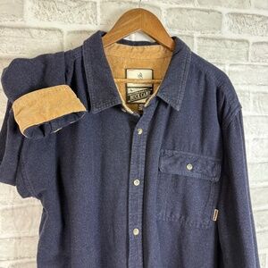 Legendary Whitetails Buck Camp Navy Blue Flannel Button Up Shirt Mens 3XL